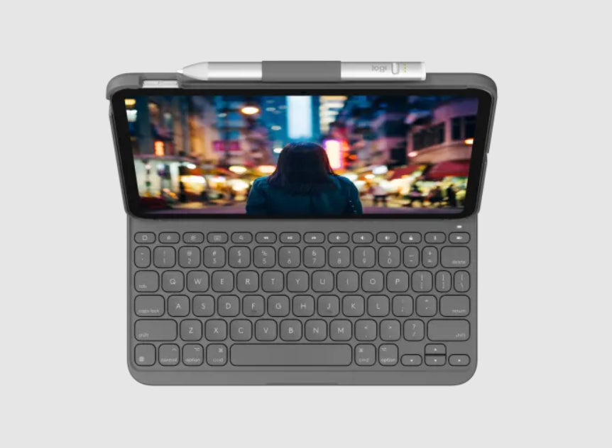 Logitech Slim Folio Bluetooth Keyboard Case iPad 10.9 10th Gen / A16 11th Gen Oxford Grey