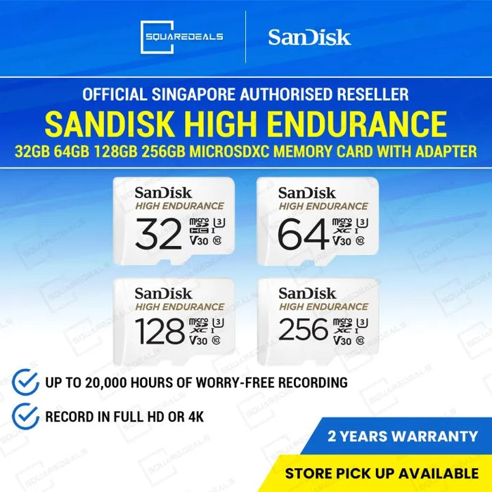 SanDisk High Endurance 64GB 128GB 256GB 512GB MicroSDXC Memory Card with Adapter