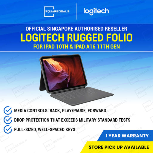 Logitech Rugged Folio Ultra Protective Keyboard Case iPad 10th Gen / iPad A16 11th Gen