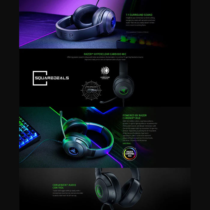 Razer Kraken V3 X Black Wired USB Gaming Headset For PC PS4