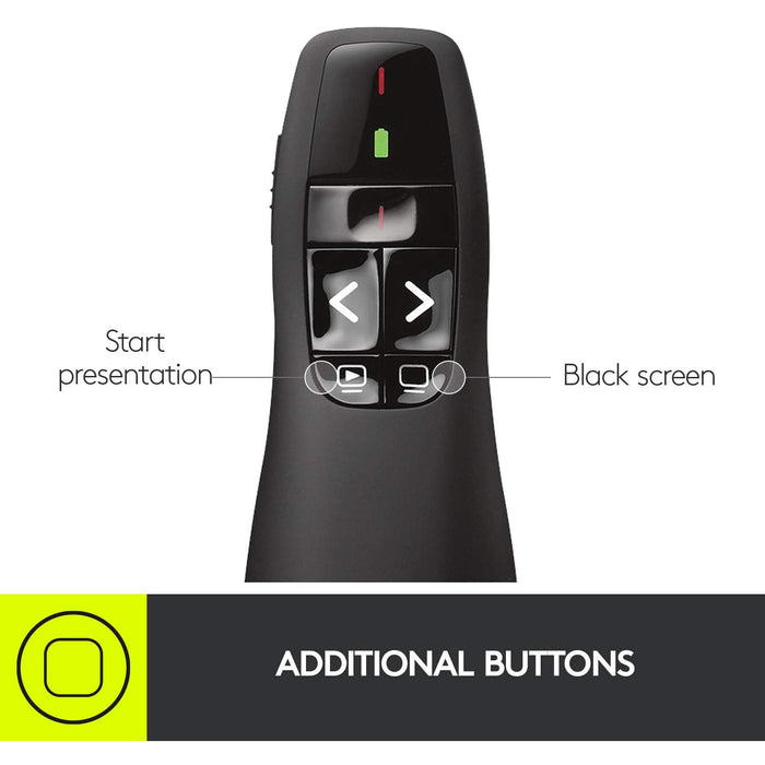 Logitech R400 Laser Wireless Professional Presenter Remote 10m range Black