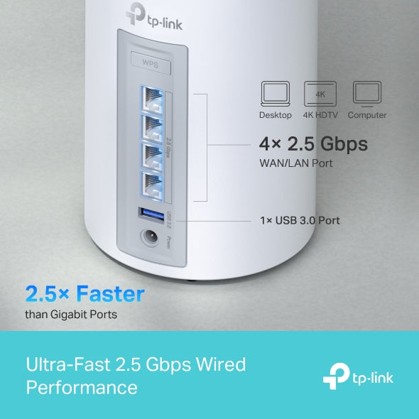 TP Link Deco BE65 BE11000 1 2 3 Pack Tri-Band Whole Home Mesh WiFi 7 System