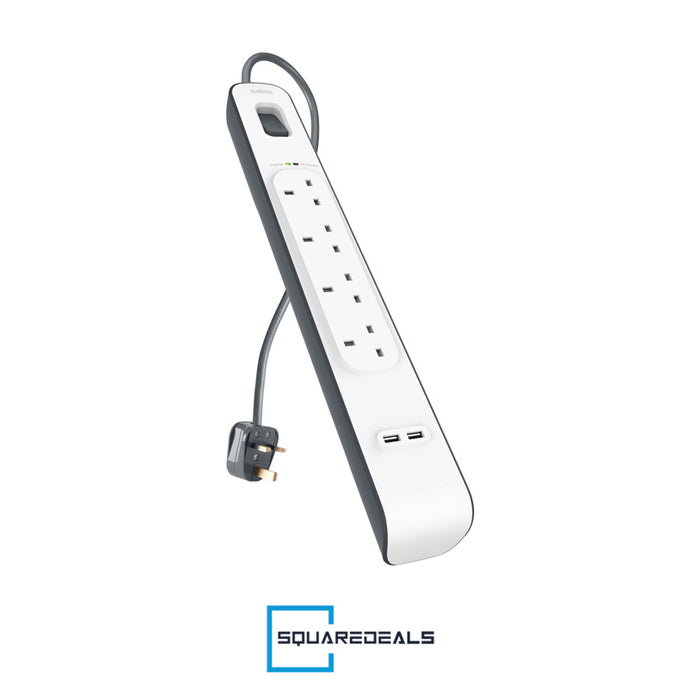 Belkin Surge Plus 4 6 8 Way Outlet Dual Port USB Surge Protector 2.4A Charging 2M Cable