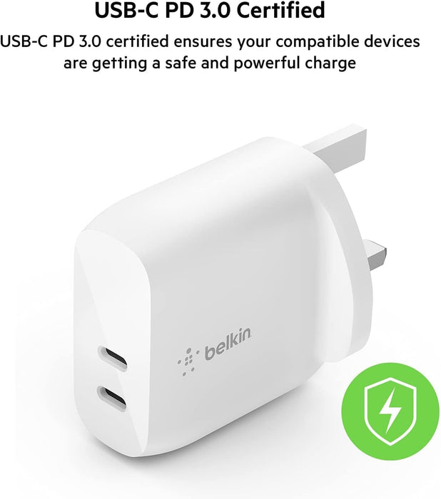 Belkin BoostCharge 40W Dual USB-C PD Wall Charger