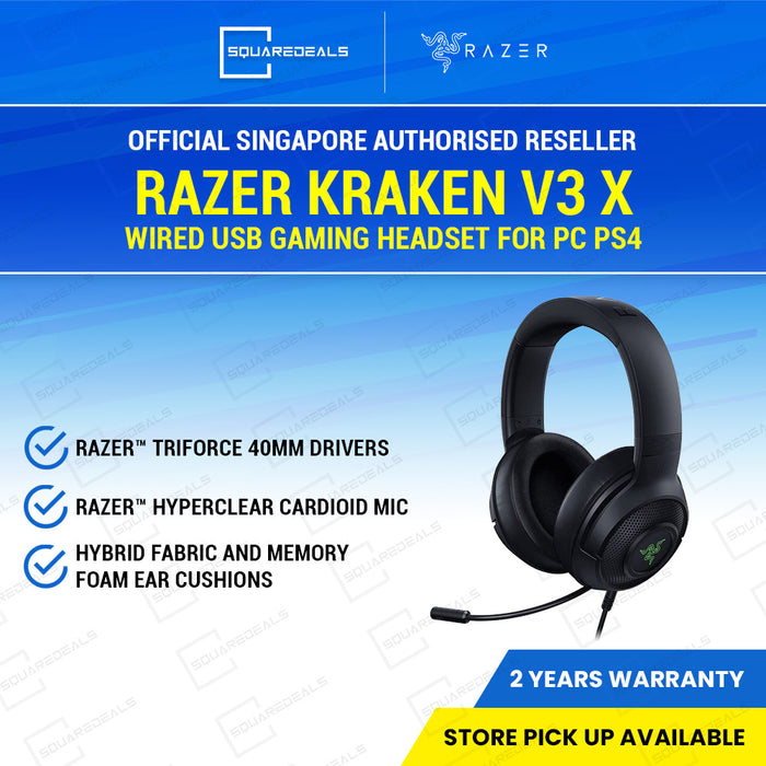 Razer Kraken V3 X Black Wired USB Gaming Headset For PC PS4
