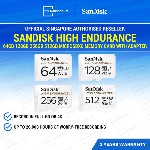 SanDisk High Endurance 64GB 128GB 256GB 512GB MicroSDXC Memory Card with Adapter