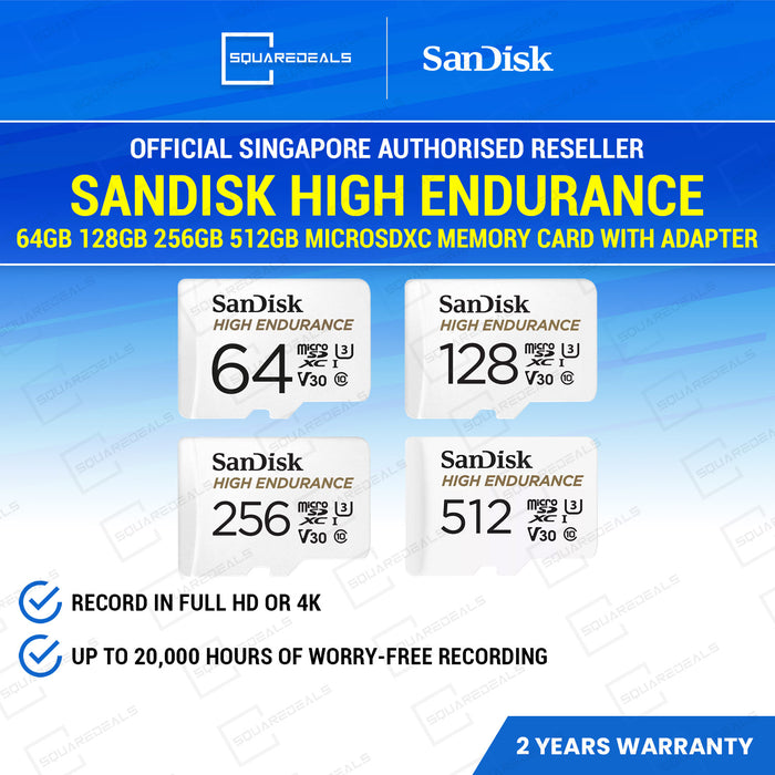 SanDisk High Endurance 64GB 128GB 256GB 512GB MicroSDXC Memory Card with Adapter