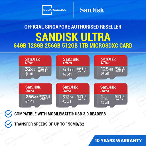 SanDisk Ultra 32GB 64GB 128GB 256GB 512GB MicroSDXC UHS-I A1 Memory Card