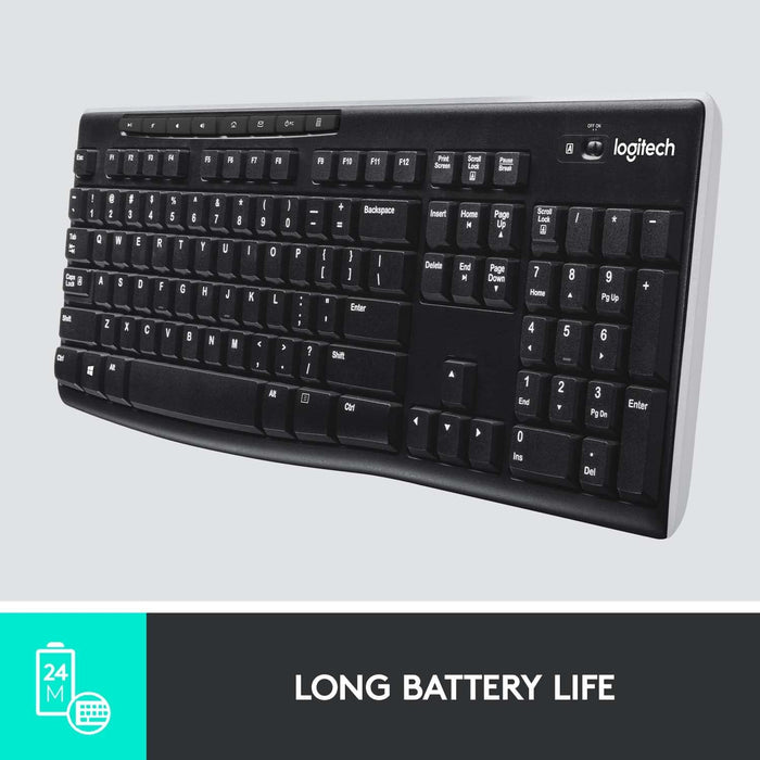 Logitech K270 Full Size Wireless Keyboard for Windows 2.4 GHz