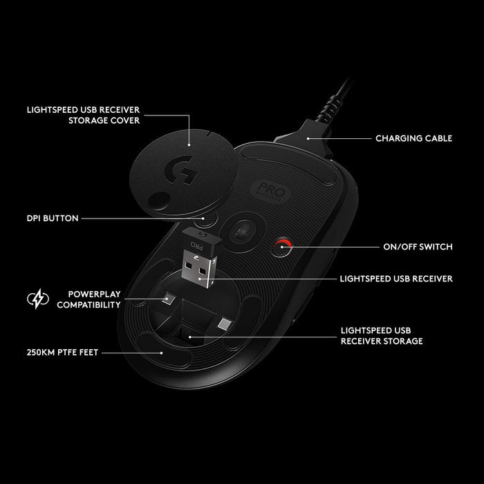 Logitech G Pro Hero LIGHTSYNC RGB Lightspeed Wireless Gaming Mouse 16000DPI