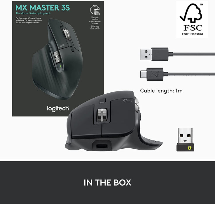 Logitech MX Master 3S Performance Wireless Mouse 8K DPI Graphite