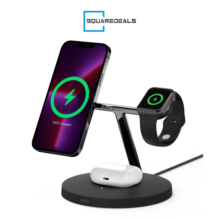 Belkin Boost Charge Pro 3 in 1 Wireless Charging Stand with MagSafe 15W