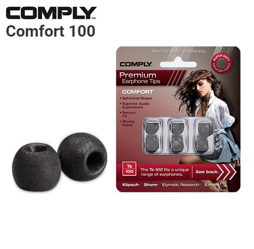 Comply Foam TS-100 Comfort 3 Pairs In-Ear Earphone Tips Medium Black