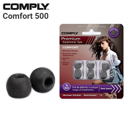 Comply Foam TS-500 Comfort 3 Pairs In-Ear Earphone Tips Medium Black
